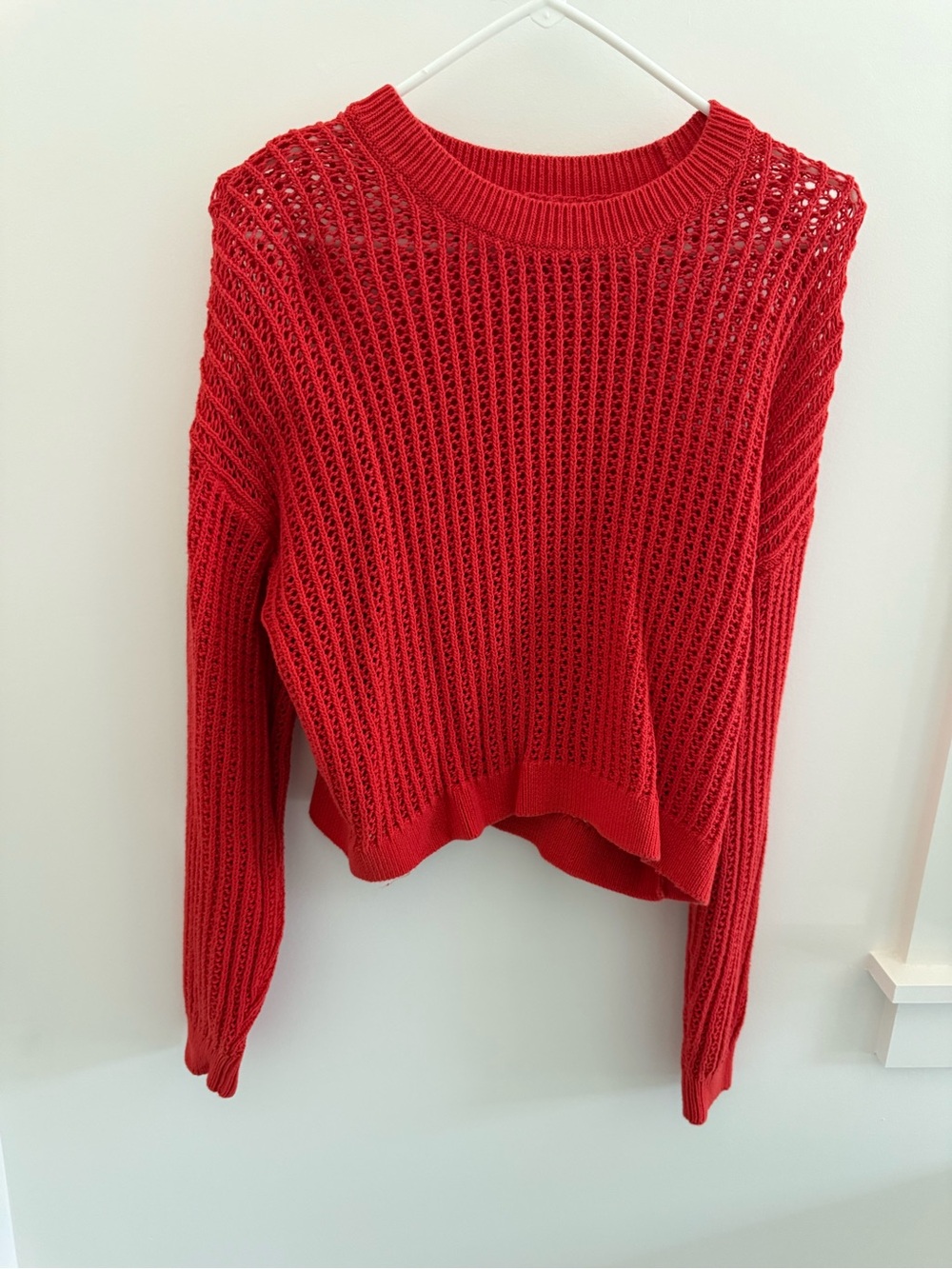 Old Navy Red Open-Weave Crewneck Sweater